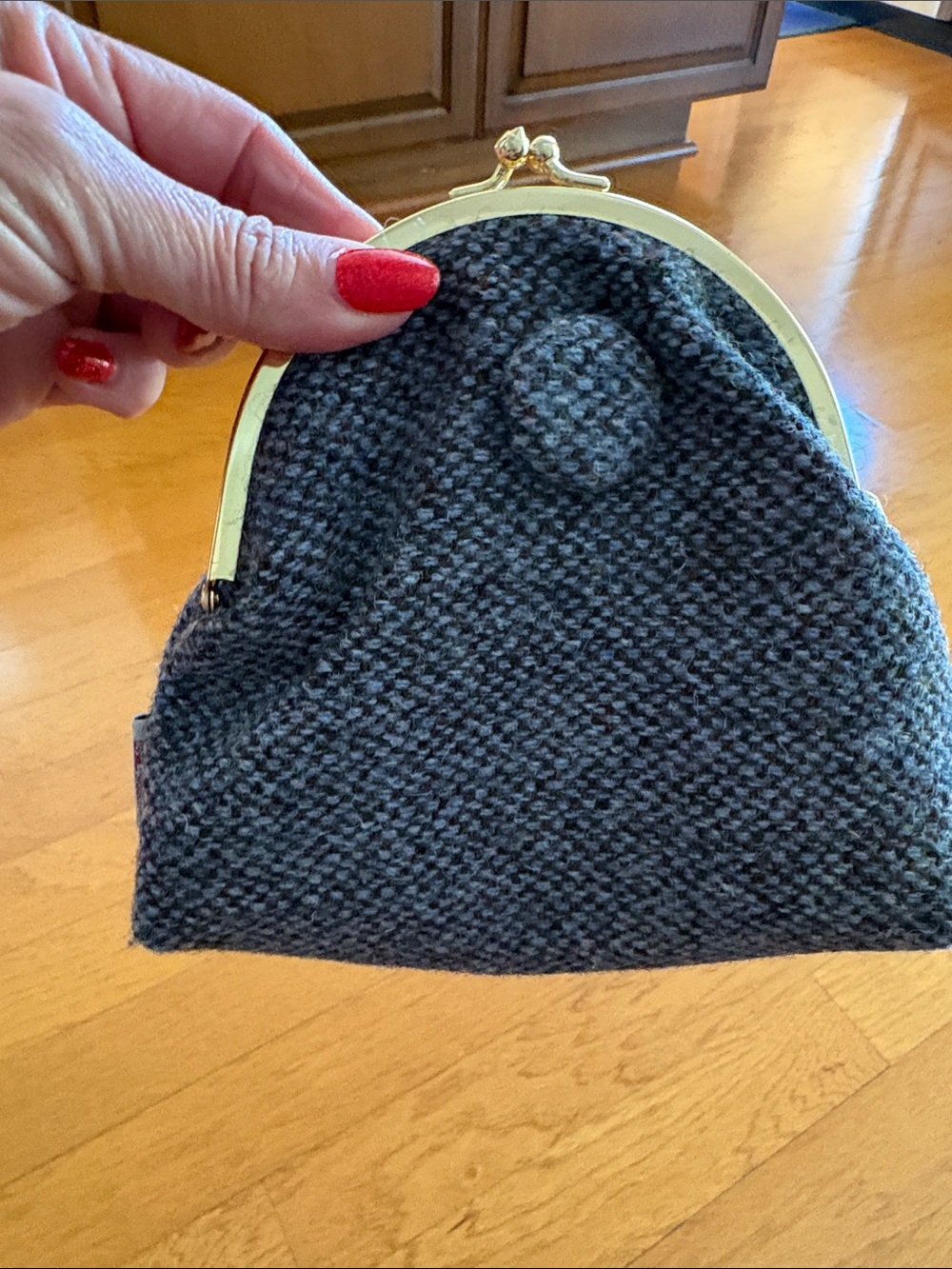 Bertie Girl Wool Tweed Kiss-Lock Coin Purse - Blue Multicolor